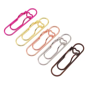 Clips creativos de metal con forma de corazón en cinco colores metálicos vibrantes