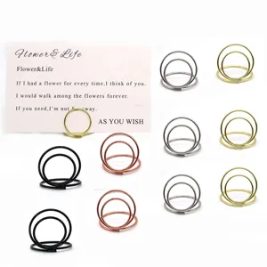 Minimalistischer Metallkreis Visitenkartenhalter Kreativer Desktop Memoclip Fotoständer Für Büro Tischnummer Hochzeitsdekoration
