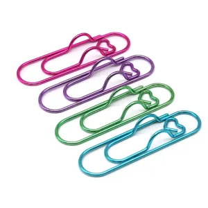 Colorful metal heart paper clip pen holder for notebook diary planner office stationery supplies