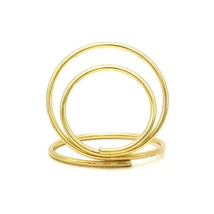 Minimalistischer goldener Doppelring-Visitenkartenhalter aus Metall für den Schreibtisch