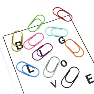 Colorful plastic-coated metal paper clips 40mm office stationery bookmarks for school and desk