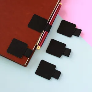 PU leather elastic pen holder for notebooks, journals and planners, self-adhesive design.