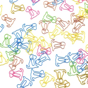 Colorful animal paper clips creative sitting dog shape cute metal paperclips for office desk organization.