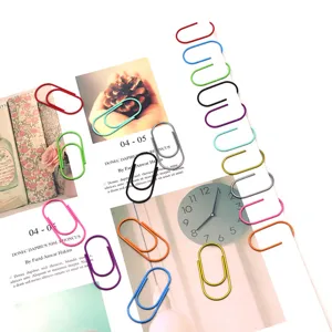 Colorful metal paper clips 40mm large plastic coated cute bookmarks office school supplies