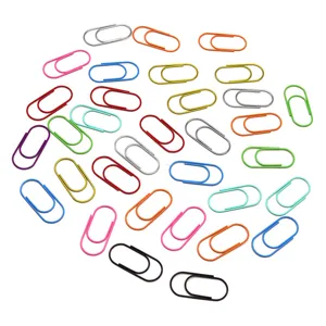 Colorful plastic-coated paperclips 40mm metal office clips bookmarks assorted colors