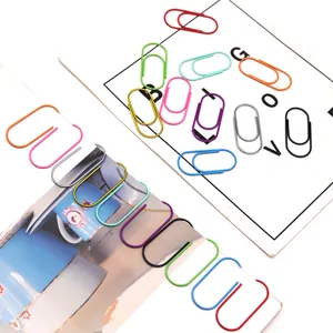Colorful plastic-coated metal paper clips 40mm office school bookmarks for daily use.