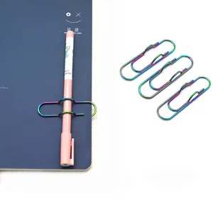 Creative Colorful Metal Pen Clip Multifunctional Paper Clip Bookmark For Office School Stationery Supplies Desk Accessories