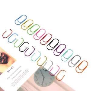 Colorful metal paper clips, large coated paperclips for office, school, and bookmarks.