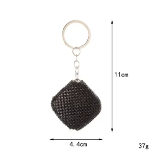 Schwarzes Strass-Maßband-Schlüsselanhänger 1m, zeigt Maße von 4,4 cm x 11 cm und 37 g
