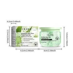 OUHOE aloe vera gel moisturizing skin care soothing hydrating anti dark spots jar and box 80g