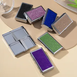 Luxury Rhinestone Inlaid Metal Cigarette Case Shiny Portable Tobacco Storage Box Shiny Crystal Smoking Holder Business Gift Accessories