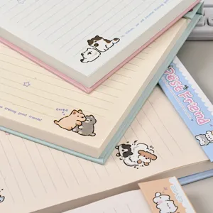 Bonito bloc de notas B6 arrancable con adorables ilustraciones de gatos y papel rayado.