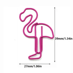 Cute pink flamingo paper clips creative metal bookmarks for office school stationery supplies.