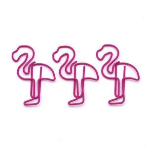 Cute pink flamingo metal paper clips creative stationery bookmarks for school office use