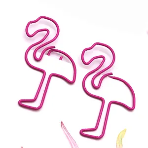 Cute pink flamingo metal paper clips creative bookmarks office school stationery supplies.