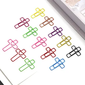 Colorful cross heart metal paper clips cute bookmarks for office school stationery supplies