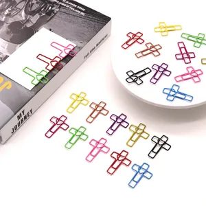Colorful heart cross metal paper clips, cute creative bookmarks for office and school use.