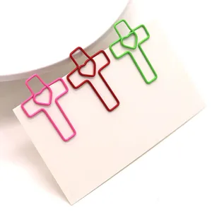Colorful metal cross heart paper clips creative cute bookmarks for office stationery