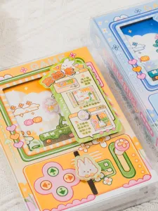 Detail view of the interactive parkour game notebook showing manual mechanisms