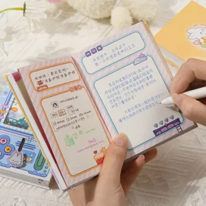 Colorful rabbit themed journal notebook with illustrated pages and cozy background