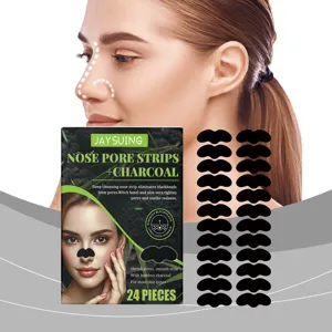 Charcoal blackhead removal nose pore strips 24 pieces deep cleansing bamboo skin care tool