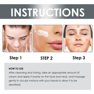 Infografía detallada con instrucciones de uso para la crema hidratante facial.