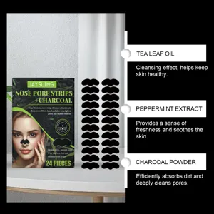 Charcoal nose pore strips 24 pieces set for deep cleansing blackheads and shrinking pores.