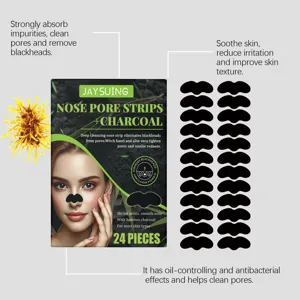 Charcoal nose pore strips for deep cleansing and blackhead removal with 24 pieces set.