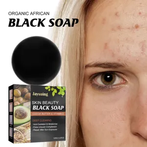 Organic African Black Soap Face And Body Cleansing Soap With Cocoa Butter And Vitamin E Acne Care Bath Bar