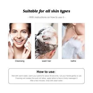 Facial and body cleansing soap usage guide image, suitable for all skin types and daily bath.