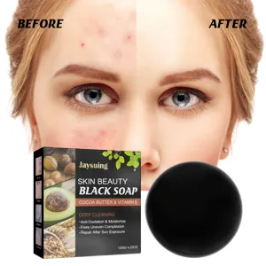Jaysuing facial cleansing soap with cocoa butter and vitamin E for deep skin care 120g