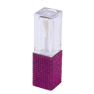 Portable rhinestone encrusted lip gloss refill bottle for travel cosmetic storage