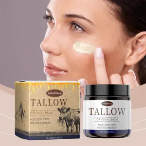 Woodsleep tallow honey face and body moisturizing cream jar detail, 120g soothing care.