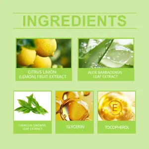 Infographie détaillée des ingrédients du nettoyant facial doux aux extraits naturels.