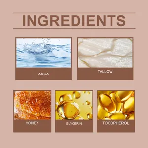 WOODSLEEP tallow honey moisturizing cream ingredient detail infographic showing active formulas.