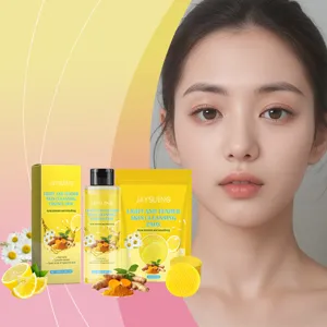 Turmeric skin cleansing essence dew and pads set for facial care and deep moisturizing.
