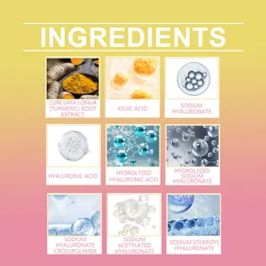 Jaysuing turmeric facial cleanser detail ingredient chart showcasing 9 core skincare extracts.
