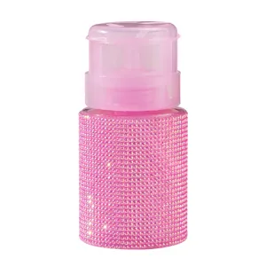 Flacone dispenser a pompa da 100ml con strass rosa per struccante e tonico da viaggio