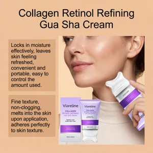 Vista dettagliata della crema viso Viareline collagene retinolo Gua Sha per la pelle rassodante.