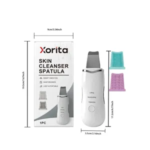 Xorita electric skin cleanser spatula facial pore blackhead cleaning device with 2 brushes