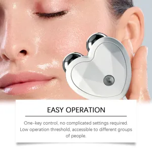 Appareil de massage facial en cœur portable micro-courant avec deux têtes roulantes.