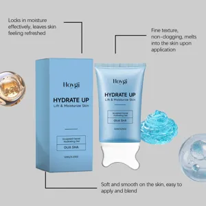 HOYGI facial hydrating gel 120g, sculpting moisturizing cream with gua sha applicator.