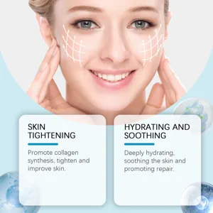 Detalle de mascarilla facial hidratante que muestra beneficios reafirmantes y calmantes