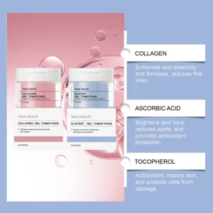 Coussins toniques West Month vue détaillée montrant les bienfaits du collagène pour la peau.