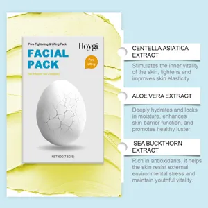 Detalle de la mascarilla facial HOYGI con extractos de Centella, Aloe y Espino Cerval