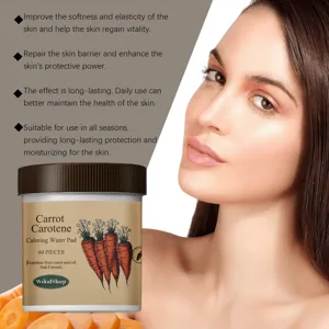 WoodSleep carrot calming water pad 60pcs for facial skin repair and deep moisturizing care.