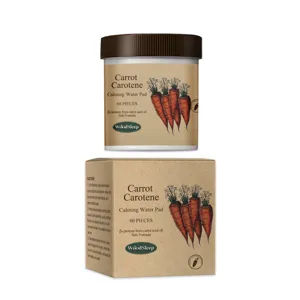 WOODSLEEP Carrot Carotene Calming Water Pad 60pcs facial skincare toner pad for gentle daily care.