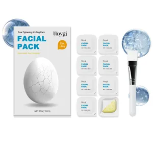 Set de mascarilla facial Hoygi para cerrar poros y reafirmar con 8 sobres y pincel aplicador