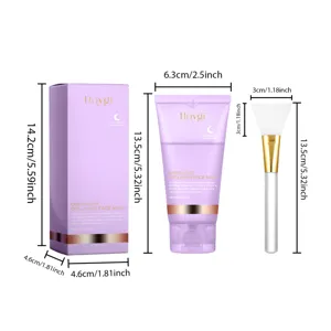 Masque facial de nuit au collagene Hoygi 75g avec pinceau hydratante raffermissante soin