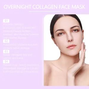 Detail du masque facial au collagene montrant les bienfaits hydratants et raffermissants.